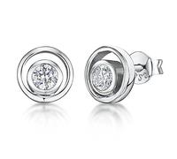 JOOLS by Jenny Brown Sterling Silver Circle Stud Earring -Set with AAA Quality Cubic Zirconia Stones - 925 Sterling Silver - Hypoallergenic - 9 mm