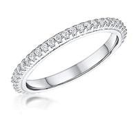 JOOLS by Jenny Brown -Sterling Silver Full Eternity Ring - Set With 1.25 MM White Zirconia -4 Claw Set (M)