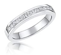 JOOLS by Jenny Brown® Sterling Silver Half Eternity Ring Band Channel Set with Cubic Zirconia Stones (R)