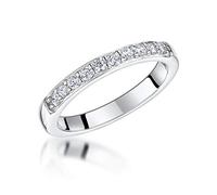 JOOLS by Jenny Brown- Sterling Silver Half Eternity Ring- Set with Cubic Zirconia Stones (P)