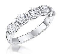 JOOLS by Jenny Brown® -Sterling Silver Half Hoop Ring- Set With Five Shape Cubic Zirconia Stones In a Half Bezel Setting