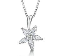 JOOLS by Jenny Brown ® - Sterling Silver Pendant- Featuring Cubic Zirconia Stone Set Petals