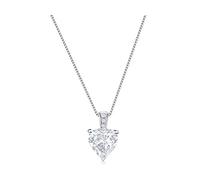 JOOLS by Jenny Brown ® - Sterling Silver Pendant- Featuring Heart Shape Cut CZ Stone On A CZ Set Bale