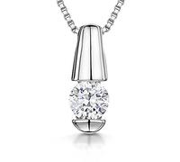 JOOLS by Jenny Brown ®- Sterling Silver Pendant- with A Single Round Cubic Zirconia Stone Tension Set Between Silver Ends