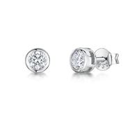 JOOLS by Jenny Brown - Sterling Silver Rubover Stud Earrings for Women - Set with AAA Quality Cubic Zirconia Stones - 925 Sterling Silver Jewellery - Hypoallergenic