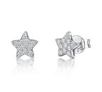 JOOLS by Jenny Brown -Sterling Silver Star Stud Earrings Earrings - Set with AAA Quality Cubic Zirconia Stones - 925 Sterling Silver - Hypoallergenic - 8 mm
