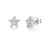 JOOLS by Jenny Brown Sterling Silver Star Stud Earrings Set with Brilliant Cut 2mm and 2.5mm CZ Stones
