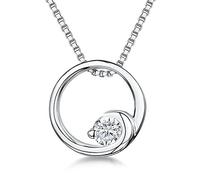 JOOLS by Jenny Brown - Sterling Silver Twisted Circle Pendant- with A Cubic Zirconia Setting-AAA Quality Cubic Zirconia Stone - 925 Sterling Silver - Hypoallergenic - 11 mm
