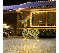 Joomer 240 LED Reindeer Christmas Decorations, 85CM Large Light Up Reindeer Family with Timer, 8 Modes Metal Christmas Lights for Indoor Outdoor Lawn Living Room Party Garden Decor(Warm White)