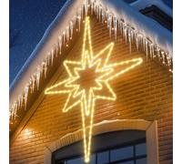 Joomer Large 45.2''x31.4'' Christmas Bethlehem Star Lights Outdoor 141 LED | Warm White Christmas Window Lights Mains Powered with Timer Waterproof Foldable Xmas Decoration for Indoor Party Door