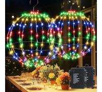 Joomer Outdoor Christmas Ball Lights Battery Operated 33cm 144 LED and 28cm 120 LED Hanging Ball Lights Foldable Sphere Timer 8 Modes for Indoor Party Room Balcony Decorations(2PC, Multicolor)