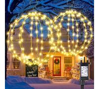 Joomer Outdoor Christmas Ball Lights Mains Powered 2 Packs Warm White | 33cm 144 LED & 28cm 120 LED Hanging Ball Lights Foldable Sphere Timer 8 Modes for Indoor Party Balcony Christmas Decorations