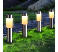 Joomer Solar Lights Outdoor Garden, 4 Pack Garden Lights Solar Powered Waterproof, LED Pathway Lighting Solar Powered Path Light Decoration for Patio Driveways Landscape Lawn Yard, Warm White