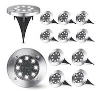 Joomer Solar Lights Outdoor Garden, 600mAh Solar Ground Lights 8 LED Solar Powered Disk Lights Waterproof for Pathway Yard Walkway Patio Lawn Path(12 Pack, Cool White)
