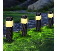 Joomer Solar Lights Outdoor Garden, 8 Packs Garden Lights Solar Powered Waterproof, Rattan LED Pathway Lighting Solar Powered Path Light Decoration for Patio Driveways Landscape Lawn Yard, Warm White