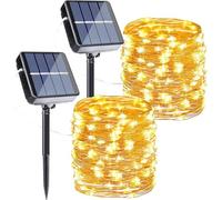 Joomer Solar String Lights Outdoor, 2 Pack Total 80FT 240 LED Solar Powered Garden Lights Waterproof, 8 Modes Fairy Lights Indoor Copper Wire Lighting for Patio Yard Party Wedding (Warm White)