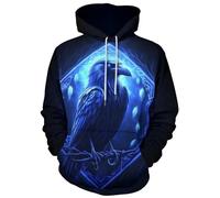 JooMeryer Men's Viking Totem 3D Print Long Sleeve Hoodies Pullover Sweatshirt, Blue Viking Bird, XX-L