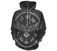 JooMeryer Men's Viking Totem 3D Print Long Sleeve Hoodies Pullover Sweatshirt, Viking Raven Runes, 3XL