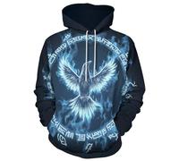 JooMeryer Men's Viking Totem 3D Print Long Sleeve Hoodies Pullover Sweatshirt, Z - Blue Raven Runes, XX-L
