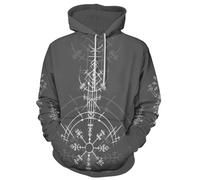 JooMeryer Men's Viking Totem 3D Print Long Sleeve Hoodies Pullover Sweatshirt, Z - Viking Compass, Medium