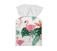 JooMeryer Square Tissue Box Cover Pink Flamingos Tissue Box Covers Modern Decorative Paper Napkin Holder Case for Dresser,Monstera Flamingo