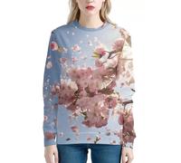 JooMeryer Women's Van Gogh Starry Night 3D Printed Crew Neck Sweatshirts Pullover, Cherry Blossom Tree, Medium