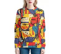 JooMeryer Women's Van Gogh Starry Night 3D Printed Crew Neck Sweatshirts Pullover, Picasso Geometry, Large