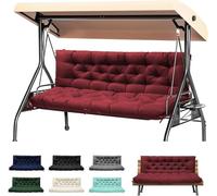 joomie 2-3 Seater Thick Garden Bench Cushion, Waterproof Patio Swing Cushion with Backrest, Outdoor Sun Lounger Sofa Swing Hammock Porch Pad Mat with Ties Straps for Canopy Furniture(Red, 150x100cm)1#