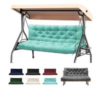 joomie 2-3 Seater Thick Garden Bench Cushion, Waterproof Patio Swing Cushion with Backrest, Outdoor Sun Lounger Sofa Swing Hammock Porch Pad Mat with Ties Straps for Canopy Furniture(Teal, 150x100cm)