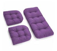 joomie 3 Pieces Replacement Seat Cushion Set for Rattan Chair, All Weather Waterproof Wicker Chairs Bench Cushions Thickened Patio Outdoor Sofa Garden Pads 1 Loveseat & 2 U-Shaped Cushions, Purple