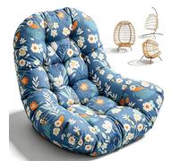 joomie Egg Swing Chair Cushion Replacement Waterproof 120x84x18 cm Thicken Outdoor Patio Hanging Basket Chair Cushions Removable Pad with Ties for Garden Cocoon Egg Hammock Chair, Blue Peony