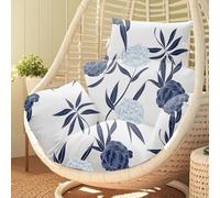 joomie Waterproof Egg Chair Cushion Replacement 119x79x13 cm Thicken Hanging Egg Swing Chair Cushion Indoor Outdoor Wicker Rattan Hammock Basket Cushion with Headrest Pillow, Blue Enchantress