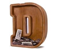JOOMLAFLY Wooden Letter Piggy Bank for Kids Larger Letter Piggy Bank for Boys and Girls Personalized Piggy Bank Initial Coin Bank Wood Kids Money Bank for Birthday and Festival