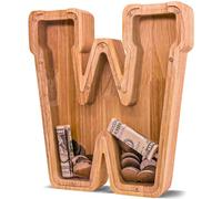 JOOMLAFLY Wooden Letter Piggy Bank for Kids Larger Letter Piggy Bank for Boys and Girls Personalized Piggy Bank Initial Coin Bank Wood Kids Money Bank for Birthday and Festival