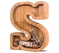 JOOMLAFLY Wooden Letter Piggy Bank for Kids Larger Letter Piggy Bank for Boys and Girls Personalized Piggy Bank Initial Coin Bank Wood Kids Money Bank for Birthday and Festival