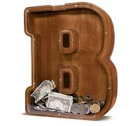 JOOMLAFLY Wooden Letter Piggy Bank for Kids Larger Letter Piggy Bank for Boys and Girls Personalized Piggy Bank Initial Coin Bank Wood Kids Money Bank for Birthday and Festival