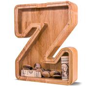 JOOMLAFLY Wooden Letter Piggy Bank for Kids Larger Letter Piggy Bank for Boys and Girls Personalized Piggy Bank Initial Coin Bank Wood Kids Money Bank for Birthday and Festival