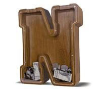 JOOMLAFLY Wooden Letter Piggy Bank for Kids Larger Letter Piggy Bank for Boys and Girls Personalized Piggy Bank Initial Coin Bank Wood Kids Money Bank for Birthday and Festival