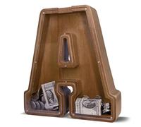 JOOMLAFLY Wooden Letter Piggy Bank for Kids Larger Letter Piggy Bank for Boys and Girls Personalized Piggy Bank Initial Coin Bank Wood Kids Money Bank for Birthday and Festival