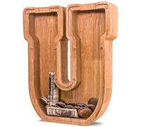 JOOMLAFLY Wooden Letter Piggy Bank for Kids Larger Letter Piggy Bank for Boys and Girls Personalized Piggy Bank Initial Coin Bank Wood Kids Money Bank for Birthday and Festival