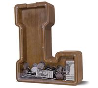 JOOMLAFLY Wooden Letter Piggy Bank for Kids Larger Letter Piggy Bank for Boys and Girls Personalized Piggy Bank Initial Coin Bank Wood Kids Money Bank for Birthday and Festival