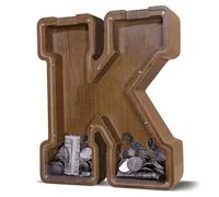JOOMLAFLY Wooden Letter Piggy Bank for Kids Larger Letter Piggy Bank for Boys and Girls Personalized Piggy Bank Initial Coin Bank Wood Kids Money Bank for Birthday and Festival