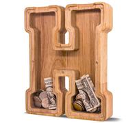 JOOMLAFLY Wooden Letter Piggy Bank for Kids - Personalized Initial Coin Bank for Boys and Girls