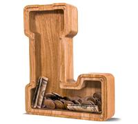 JOOMLAFLY Wooden Letter Piggy Bank for Kids - Personalized Initial Coin Bank for Boys and Girls