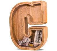 JOOMLAFLY Wooden Letter Piggy Bank for Kids - Personalized Initial Coin Bank for Boys and Girls