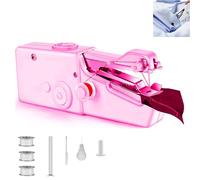 Joomouney Handheld Sewing Machine, Mini Sewing Machine, Cordless Portable Electric Sewing with Sewing Accessories for Beginners, Suitable for Clothing, Curtains, DIY Home Travel(Pink)