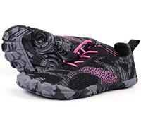 JOOMRA Women's Minimalist Trail Running Barefoot Shoes | Wide Toe Box | Zero Drop, A_Rose Red/Knit, 7.5-8