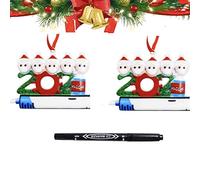 JoomUr [2 Pack] 2021 Christmas Tree Decorations Hanging Pendants Ornaments Personalized Survived Family DIY Name Blessing Resin Snowman for Christmas Eve Tree Ornament Decor Xmas Gift（family of 5）