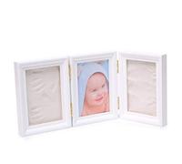 JoomUr Memorial Frames Baby Footprint or Handprint Keepsake Triple Folding Photo Frame with Clay Imprint Kit
