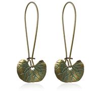 JOONL 70s 80s Bohemian Vintage Leaf Leverback Earrings Handmade Retro Bronze Heart Leaves Pattern Dangle Drop Earrings For Women, M, Metal, No Gemstone